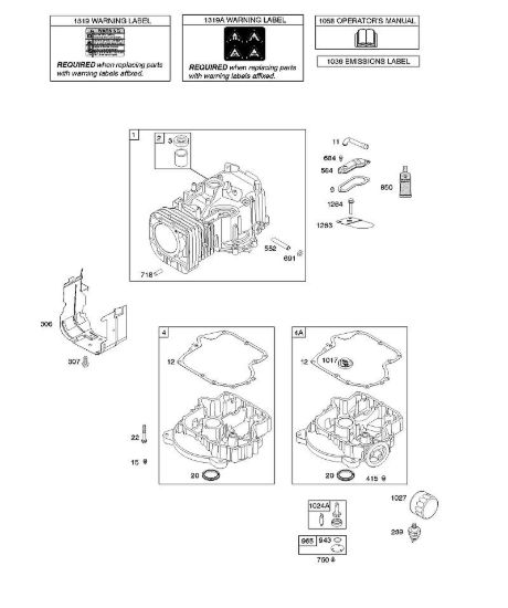 G - Cilindro, coppa motore, lubrificazione, manuale per l'utente, etichetta di avvertenza B&S - 21 €¦ 217902-0119-E1 brand Stihl